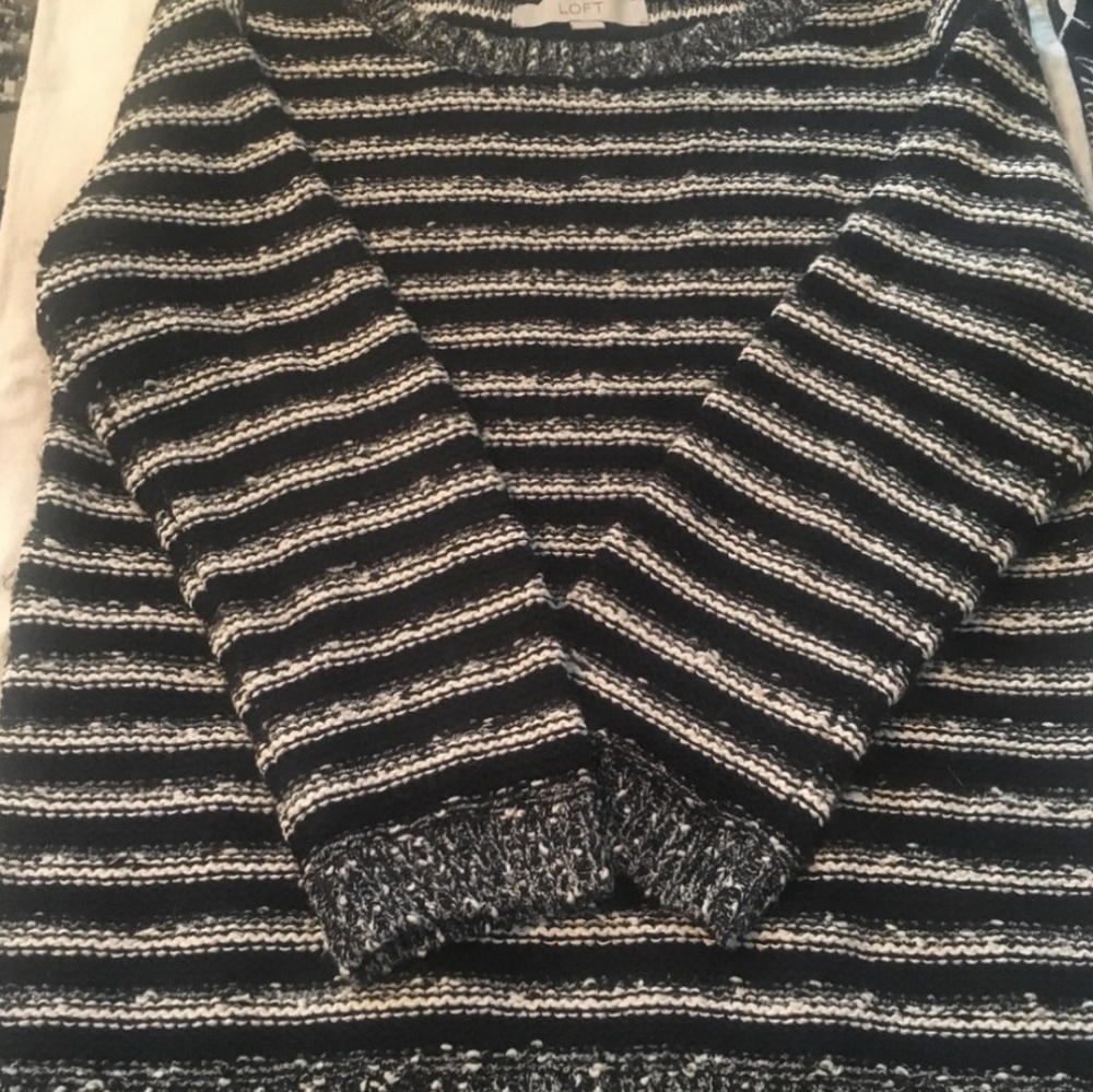 Loft navy/white/black chunky textured sweater